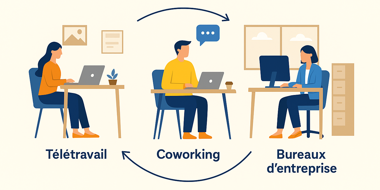 optimiser travail hybride coworking
